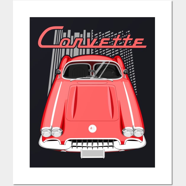 Corvette C1 1958-1960 - Red Wall Art by V8social